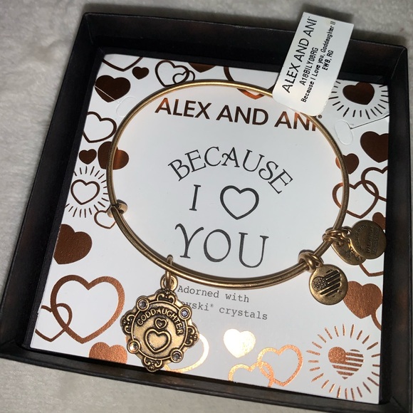 NWT Alex and Ani Gold Because I Love You Bracelet - Picture 3 of 3